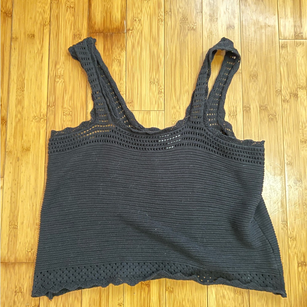 Black crochet crop top